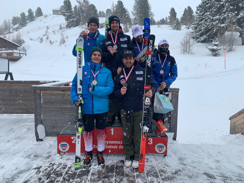 2023 01 11 sul gradino piu alto del podio Bertagnolli Ravelli nel Secondo Gigante di Veysonnaz